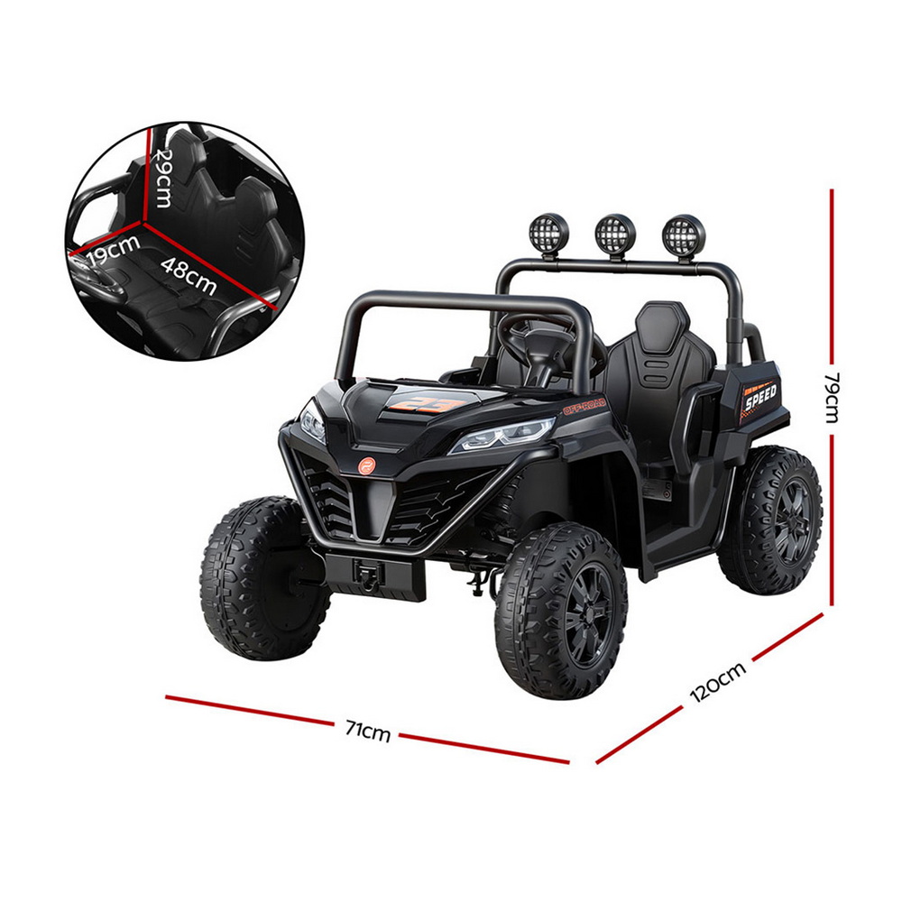 Rigo Kids Ride On Car Electric Toys Cars Headlight Music Remote Control Black โ image 4