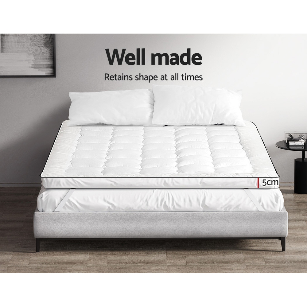 Giselle Bedding Pillowtop Mattress Topper 5cm Thick Mattress Pad for Back Pain Relief & Old Beds Machine Washable 500GSM Breathable Protector Single โ image 6
