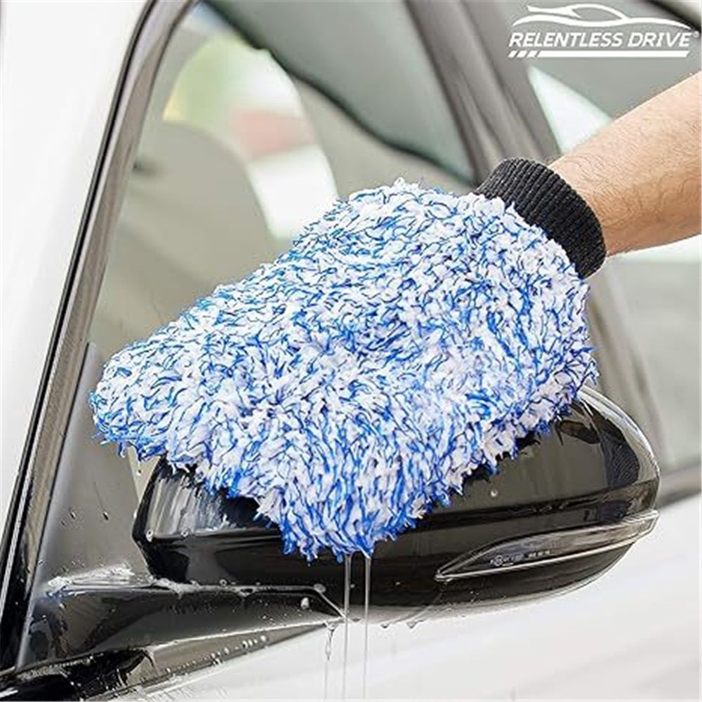 Blend Microfiber, Foam Padding, Scratch-Free, Lint-Free, Great for Rinseless Washing, Blue + Black (2-Pack) — image 2