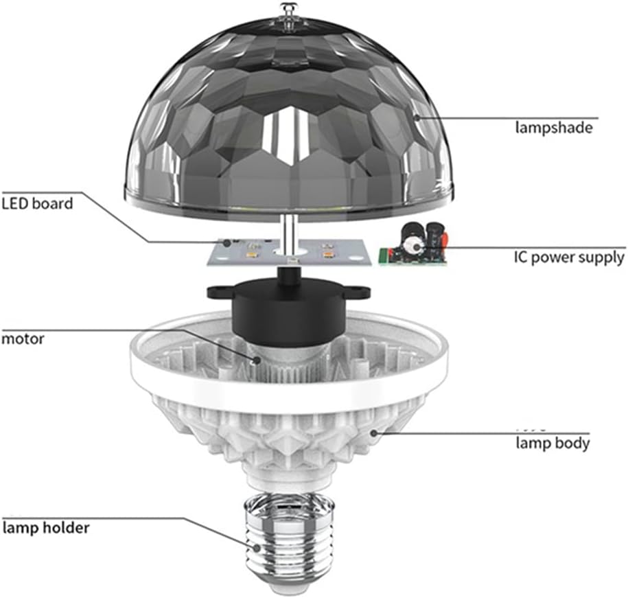 2Pcs Colorful Rotating Magic Ball Disco Ball Light Bulb with Sockets, Plug in RGB LED Stage Light for Home Room Dance Parties — image 6