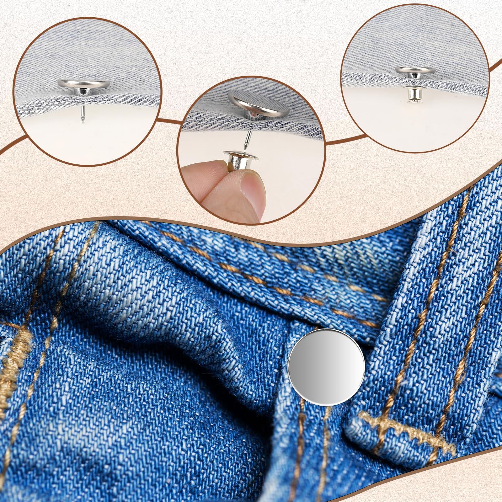 16 Pcs Replacement Button Pins for Jeans, No Sew and No Tools Instant Jean Button Pins for Pants, Reusable and Adjustable — image 5