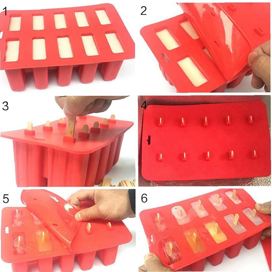1pc 10 Grids Ice Cream Tub Popsicle Maker Tray Silicone Fridge Popsicle Shaping Mold Kitchen Supplies โ image 4