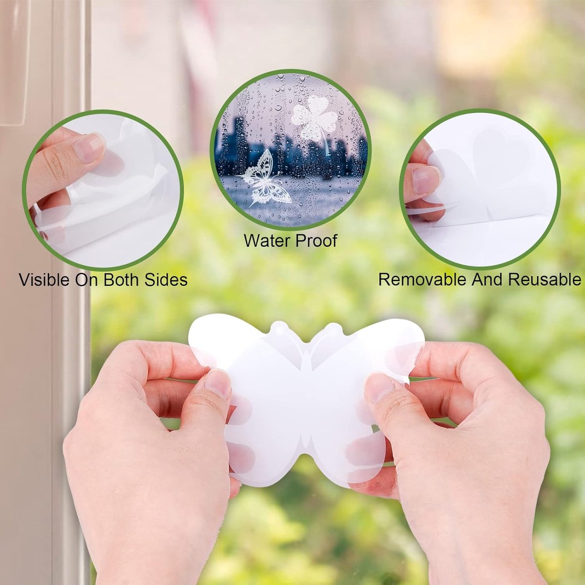 28 pieces - transparent window stickers - butterfly patterns and leaf shapes - warning decorative stickers - for home - window stickers - window decoration — image 4