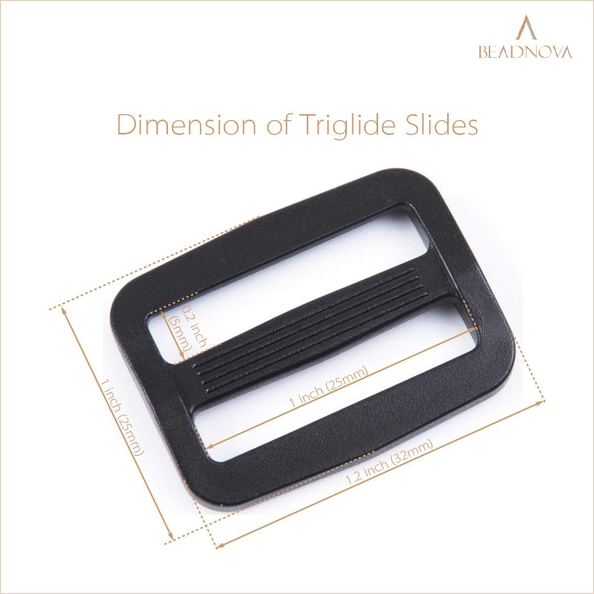Triglide Slide Buckle 1 Inch Plastic Slide Buckle Webbing Slider for Belt Backpack Bag DIY (50 Piece, Black) — image 3