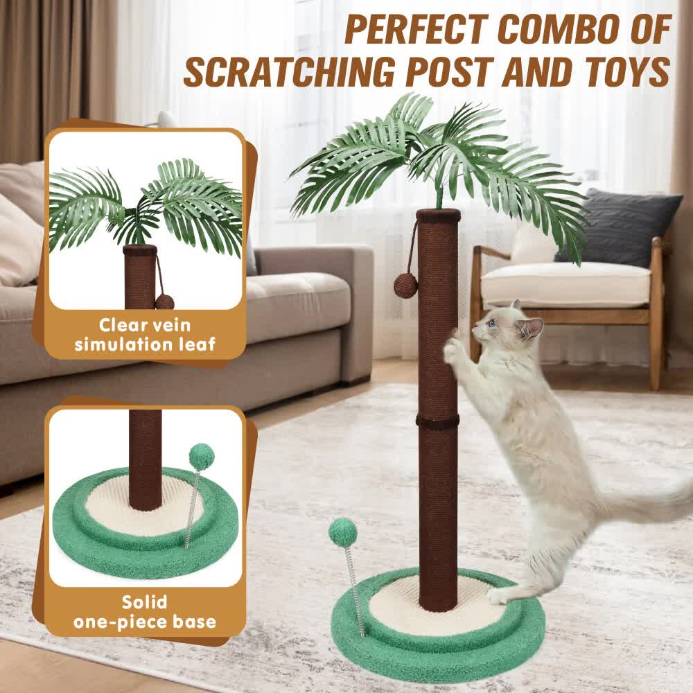 VaKa Cat Tree Scratching Post Large Palm Tree Cat Post Dangling Balls Cat Toy — image 5