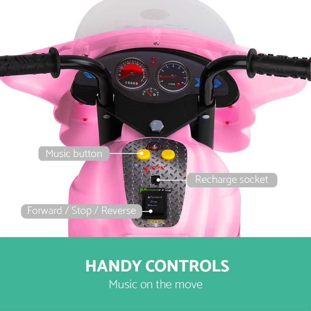 Rigo Kids Electric Ride On Police Motorcycle Motorbike 6V Battery Pink — image 6