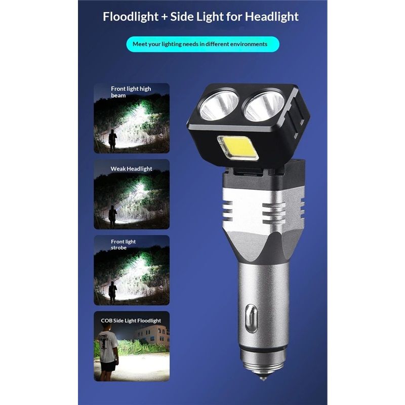 Rechargeable Flashlight, Small Car Charger Flashlight, Emergency Automobile Flashlight with 4 Lighting Modes, 12V Car Plug for Car — image 3
