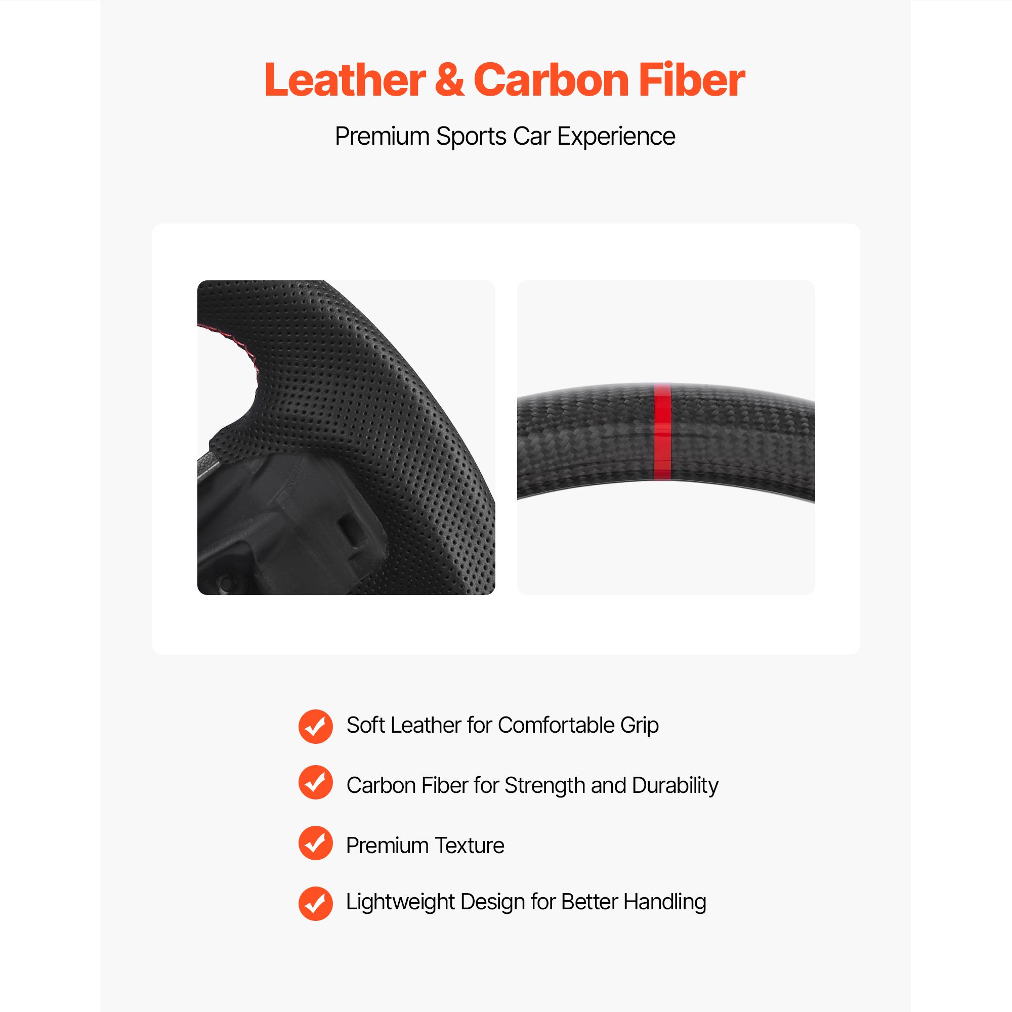 Steering Wheel for 2021-2024 Ford F150, Carbon Fiber Steering Wheel D-Shaped Flat-Bottom, Leather Grip with Non-Slip Texture & Precise Stitching, Accessories โ image 3