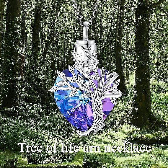 Heart Tree Of Life Urn Necklace For Ashes Sterling Silver Cremation Jewelry With Crystal W/funnel Filler Memorial Jewelry Gifts For Women Girls โ image 4