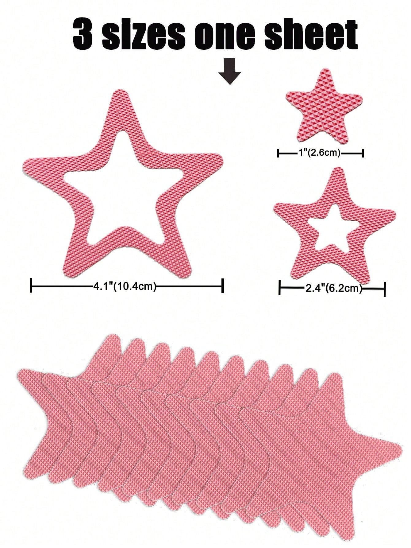 20Pcs Star Pattern Anti-Slip Shower Stall Mat – Pink PEVA Bathtub Stickers for Bathroom, Fall Decor — image 3