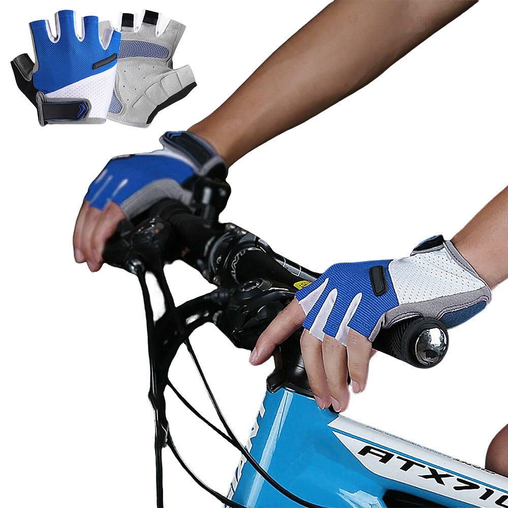 1 Pair Cycling Half Finger Bike Gloves With Anti Slip Pad For Unisex - Blue M — image 2