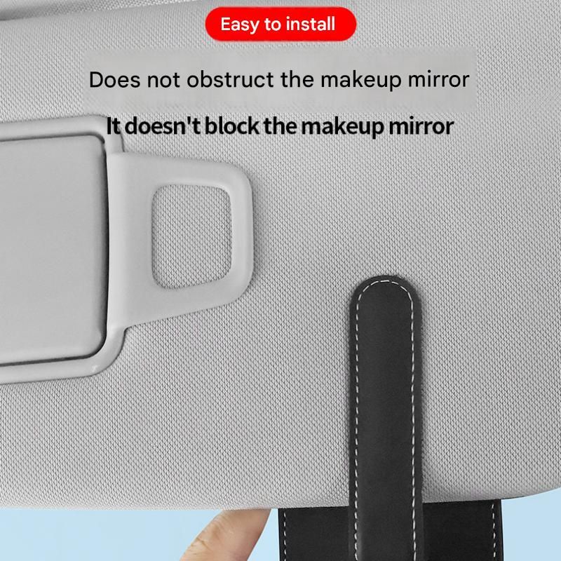 Grey Car Sun Visor Eyeglasses Holder Magnetic Glasses Clip with Card Storage Multifunction Auto Sunglasses Organizer PVC Leather Interior Accessory โ image 6