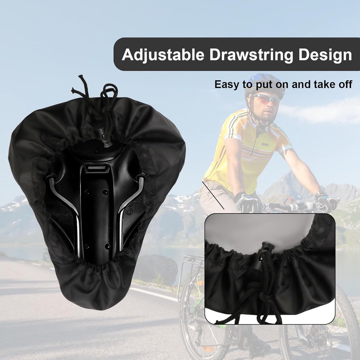 2 pieces - Bicycle Saddle Cover - Waterproof Saddle Cover - Cover for Bicycle Saddle - Rain Cover - Saddle Cover - with drawstring - outdoor saddle cover โ image 6
