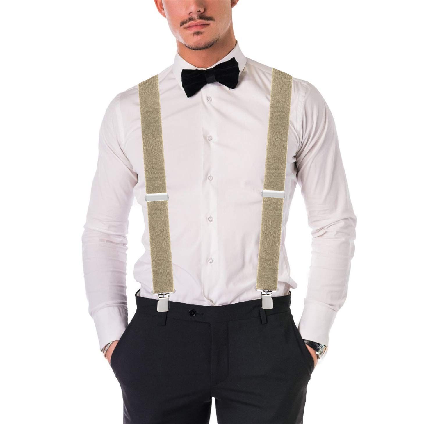 Fashion Mens Suspenders - 48" Elastic Adjustable Heavy Duty 2" Wide - X Back, Adjustable Straps with Secure Fit โ image 5