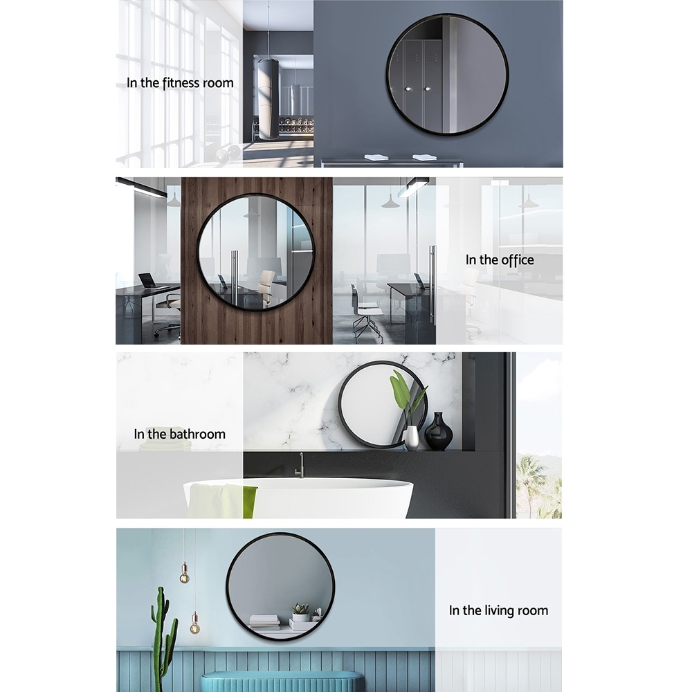 Embellir Wall Mirror Makeup 70cm Home Decor Framed Mirrors Bathroom Round Black — image 6