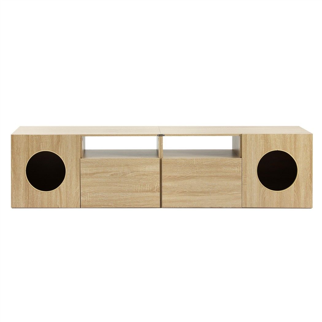 Artiss 185CM TV Unit with Cat House Storage Cabinet Pine — image 5