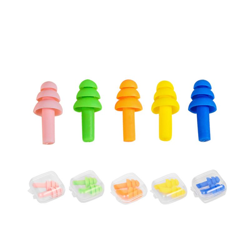 5 Pairs Waterproof Earplugs Silicone Swimming Earplugs Noise Cancelling Ear Plugs with Storage Box for Swimming Sleeping Snoring