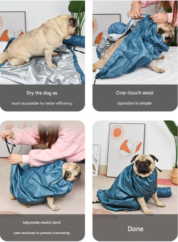 Portable Pet Grooming Dryer Bag - Hands-Free Quick-Drying Coat for Dogs & Cats After Bath(Size M) — image 4