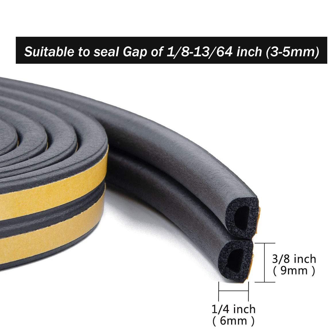Weather Stripping Seal Strip for Doors/Windows 16 Feet, Self-Adhesive Backing Seals Large Gap Easy Cut to Size โ image 2