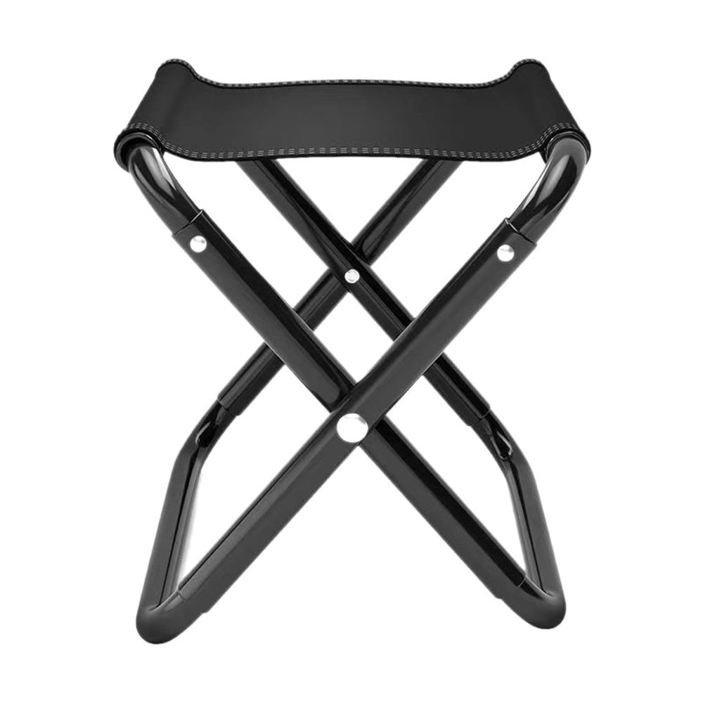 1PCS Outdoor Folding Stool Portable Fishing Chair Mini Small Train Pony Tie Camping Simple Hardware(Black)