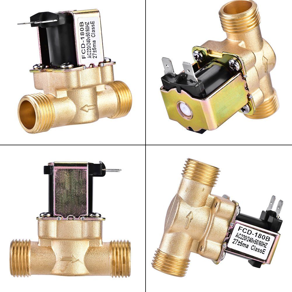 220v Water Valve, NPT Brass Electric Solenoid Valve Normally Closed, Solid Brass, Direct Acting, Magnetic Valve For Water Contr — image 2