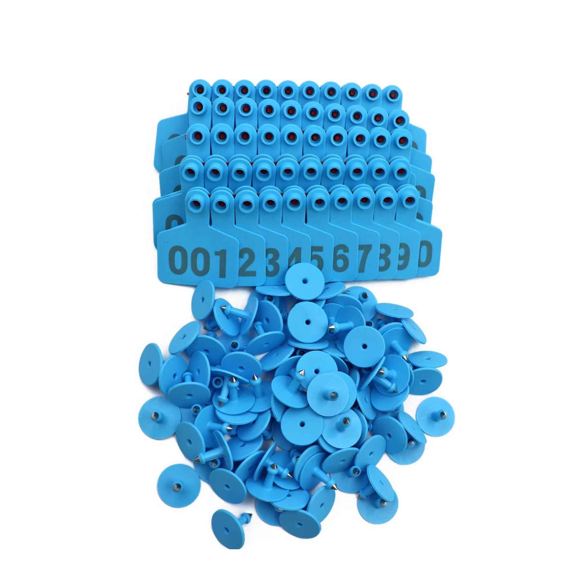 1-100 Cattle Number Ear Tags 5 × 4cm Set - Small Blue Pig Goat Livestock Label