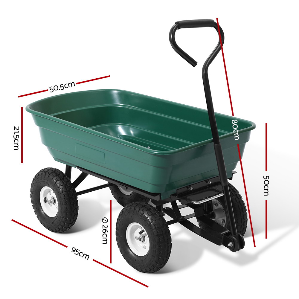 Gardeon Garden Cart Dump 270kg Hand Trailer Trolley Wagon Wheelbarrow Pull 75L โ image 2