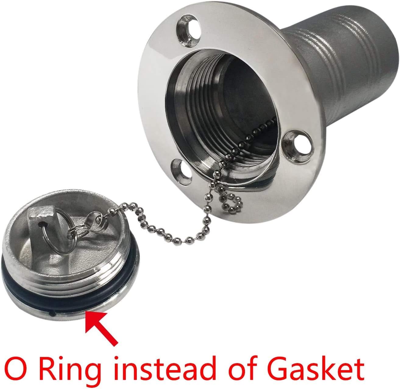 1-1/2"(38mm) Boat Gas/Fuel/Diesel/Water/Waste Deck Fill/Filler with Keyless Cap 1-1/2" Marine Mirror- Polished 316 Stainless Steel Hardware for Yacht Caravan — image 4