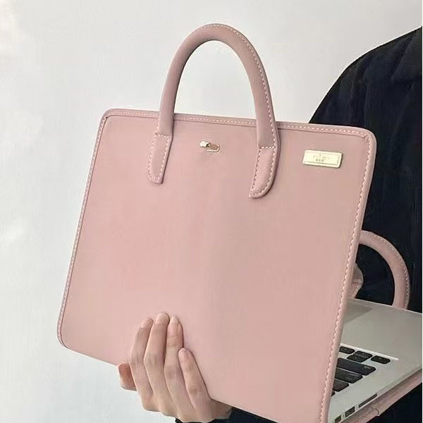 Chic Pink 14-Inch Laptop Handbag - PU Leather Sleeve with Carry Handles & Cooling Vents โ image 2