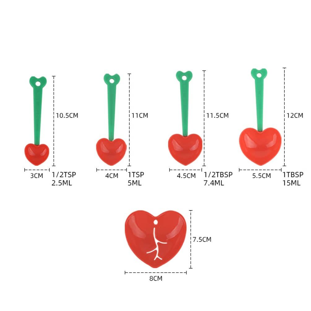 5 Pcs Heart Shaped Plastic Measuring Spoons Set Egg Separator and Scoop for Home Kitchen Baking Cooking — image 2