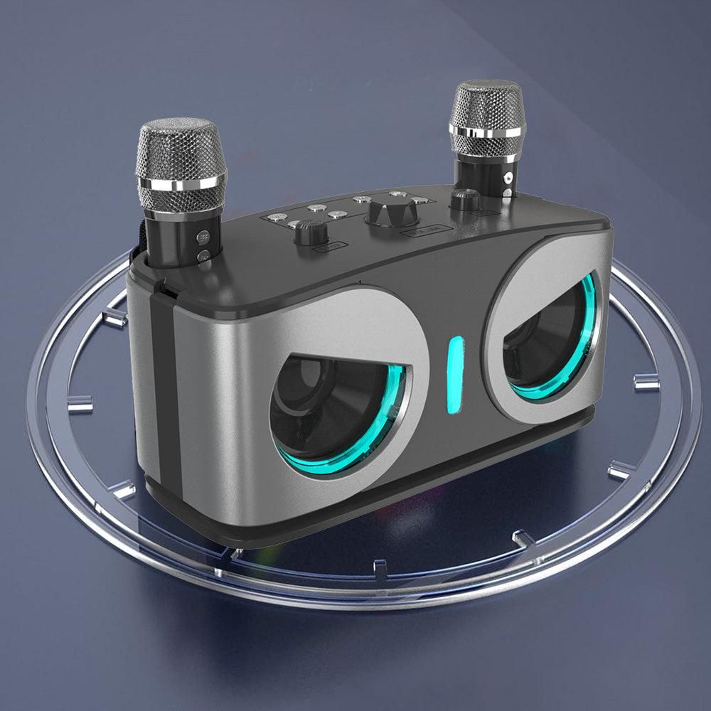 Wireless Bluetooth Karaoke Speaker with 2 Microphone Home KTV Set Grey — image 3