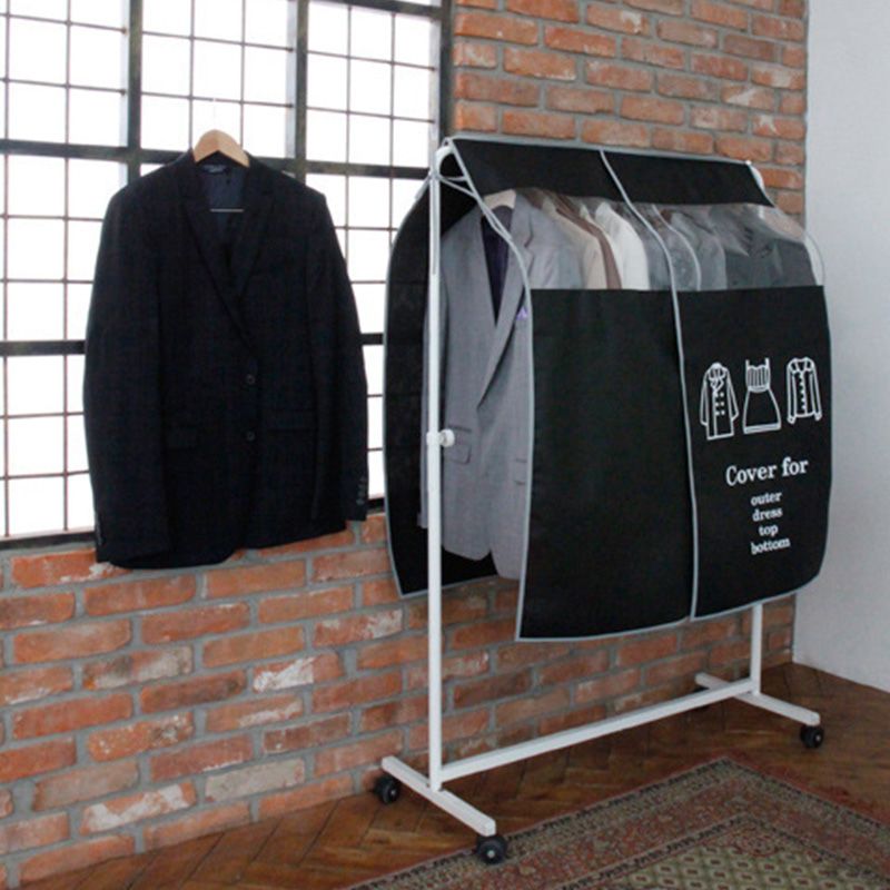 Clothes Dust Cover Nonwoven Dust Prevention Waterproof Transparent Window Design Hanging Garment Protectors Black โ image 5
