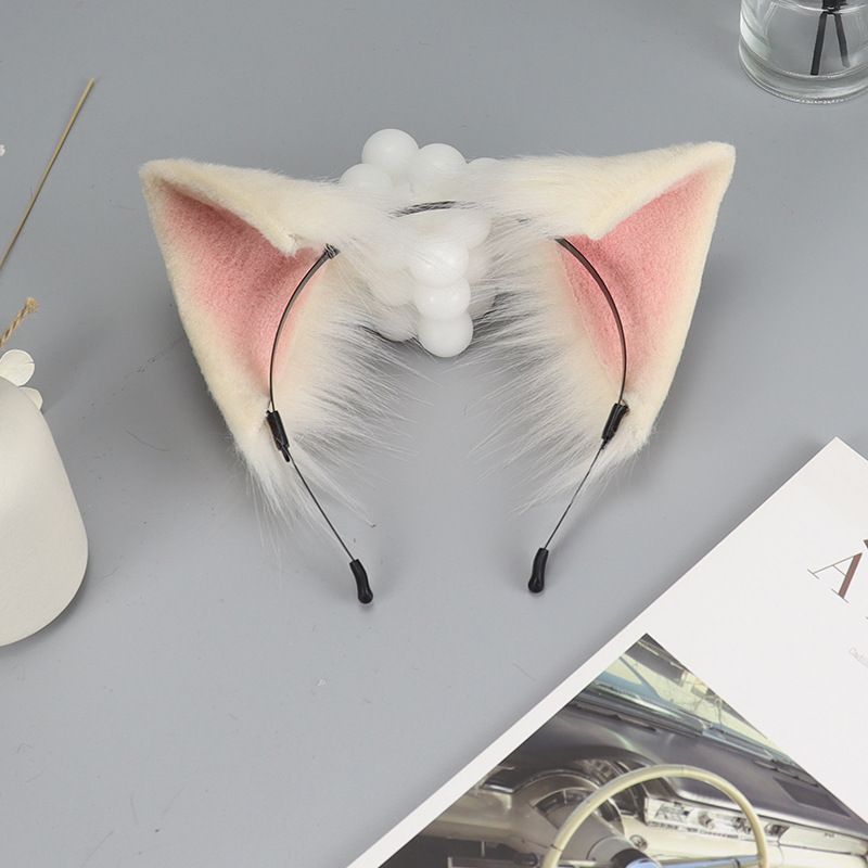 Animal Cosplay Ears Fox Cat Ears Chain Punk Cross Cat Ears Headbands QinRuan Cat Fox Faux Fur Ears Headband — image 5