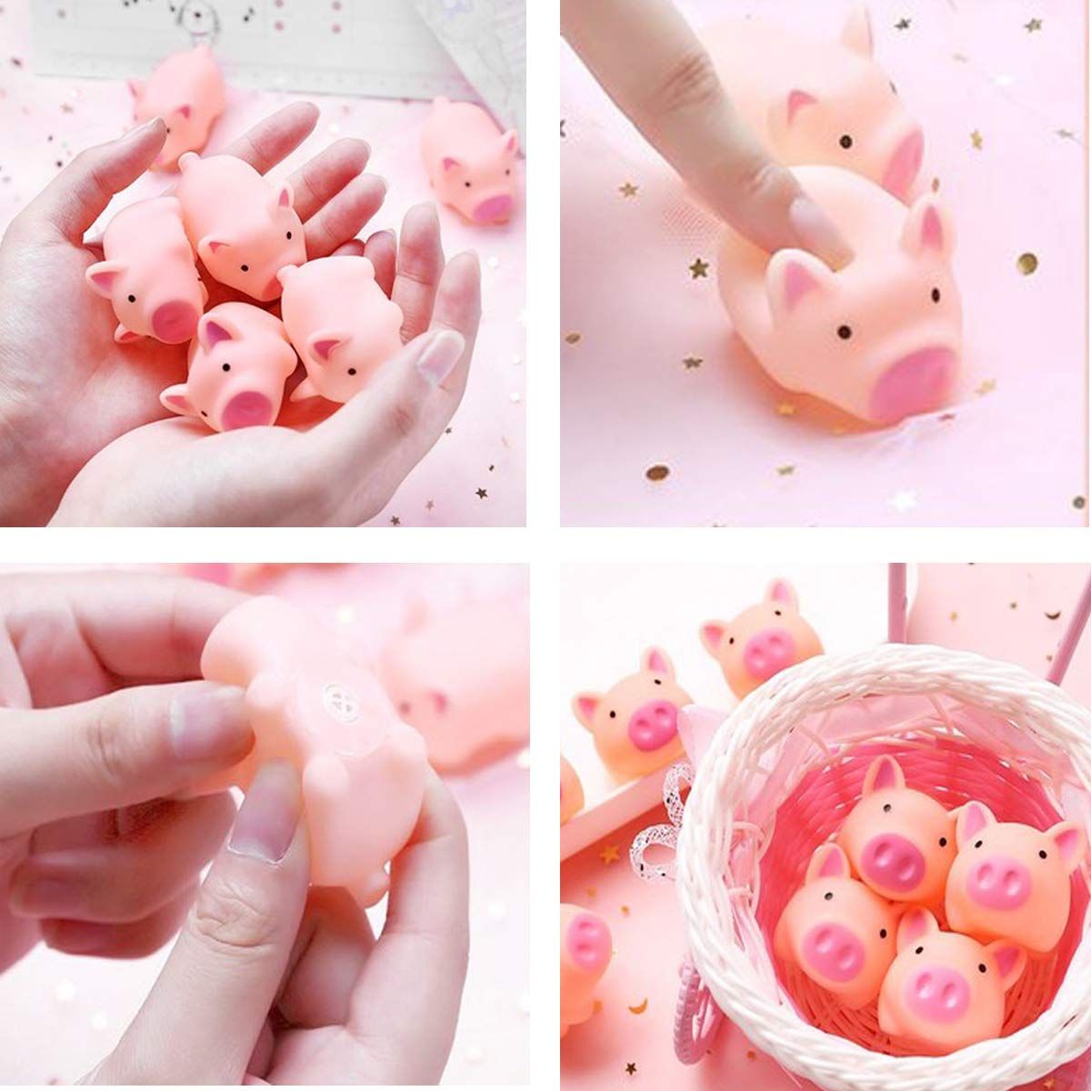 9 Pieces Mini Rubber Pigs Bulk Baby Bath Toy Pink Tiny Piggies Squeaky Pig Toys for Shower Birthday Party Gift Decoration β image 4