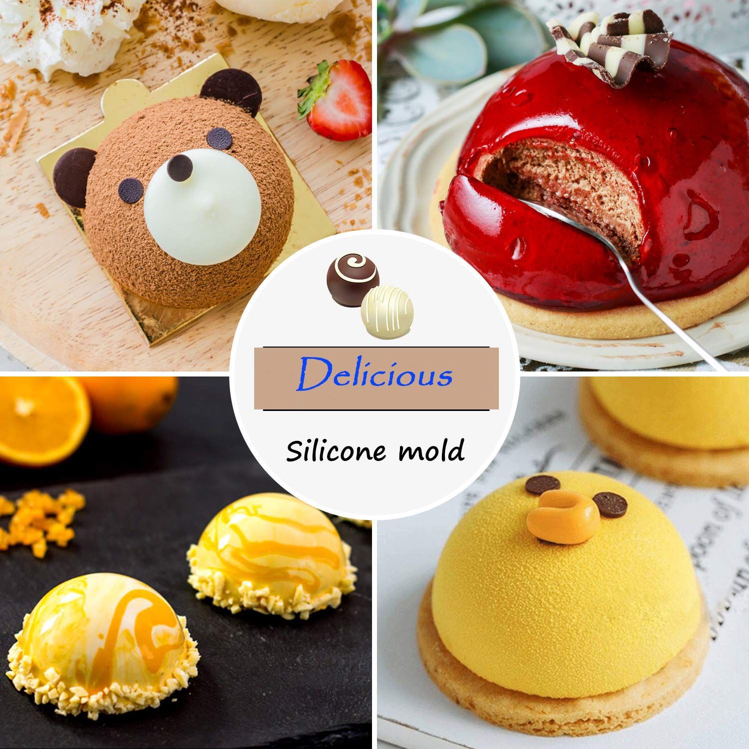 Chocolate Bomb Mold, Silicone Hot Cocoa Bombs Molds, 2 Packs Circle Baking Mold for Making Dessert Candy, Dome Cake โ image 5