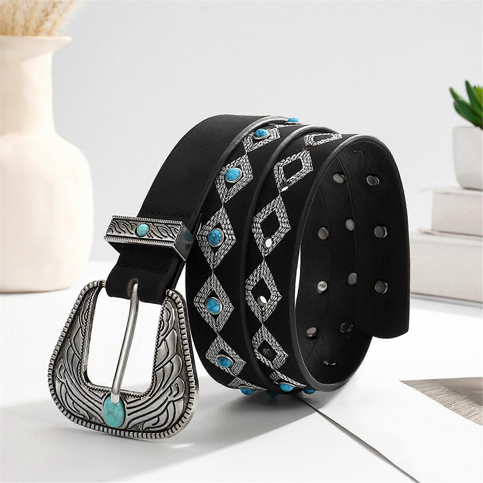 Cream PU Leather Belt, Adjustable Unisex Punk Waist Belt for Casual Wear โ image 4