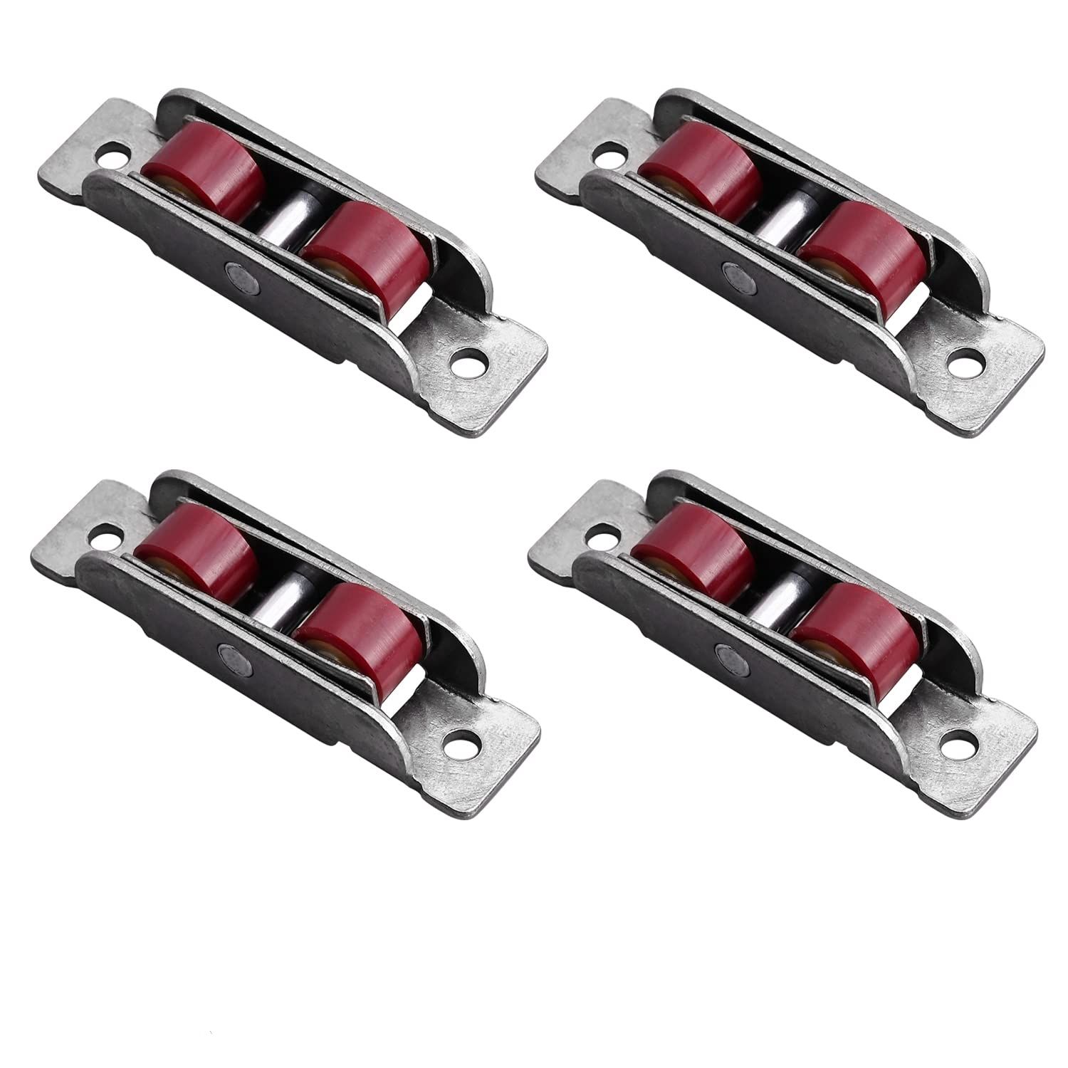 15.8mm Width Nylon Double Wheel Pulley,Sliding Door Window Pulley Double Wheel, Stainless Steel Shell Silver 4Pcs