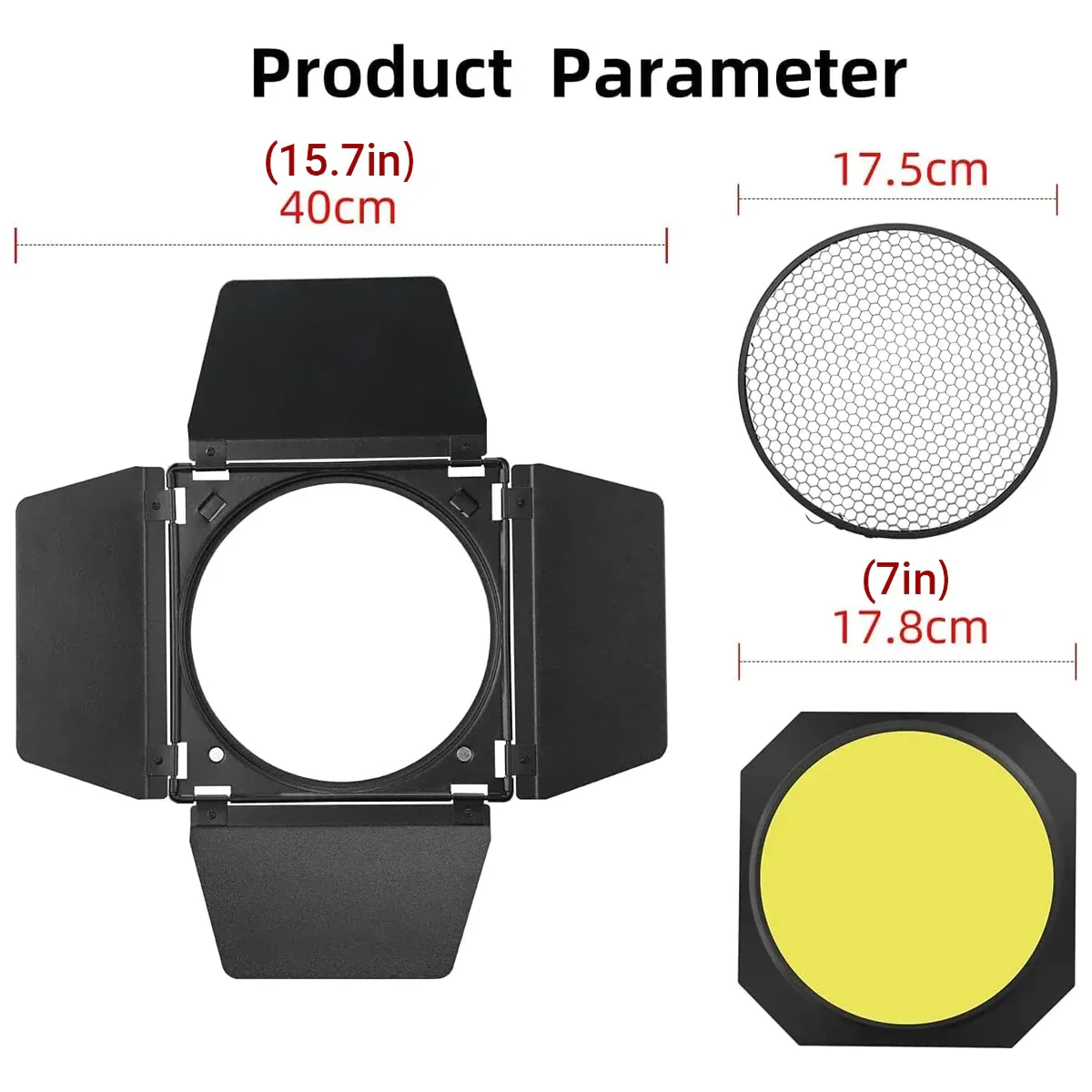 7 Inch 4-Leaf BarnDoor Kit Light Modifier for Flash Speedlight Camera Lighting — image 3