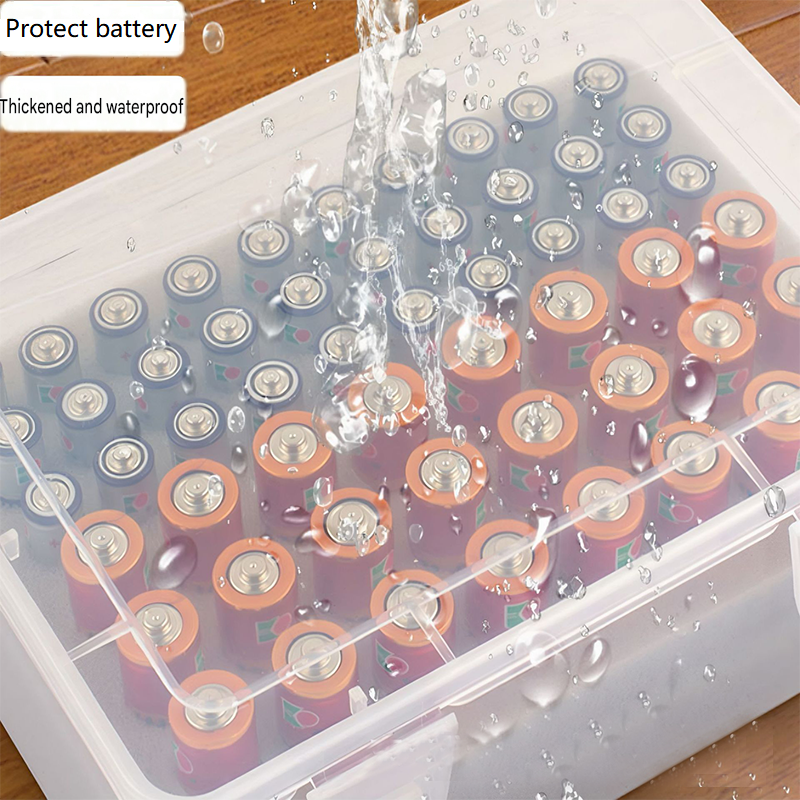 Grey AA/AAA Battery Storage Case 24 AA + 30 AAA Capacity Durable PP Organizer Box with Removable Foam Dustproof Portable Protective Battery Holder โ image 2