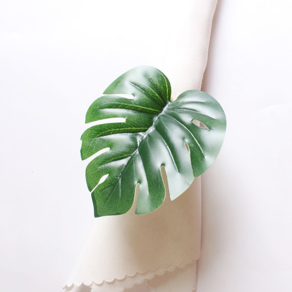 Set 12 Green Leaf Napkin Rings | Napkin Ring Holders for Formal/Casual, Dining Table Decor… (Pack of 12) — image 2
