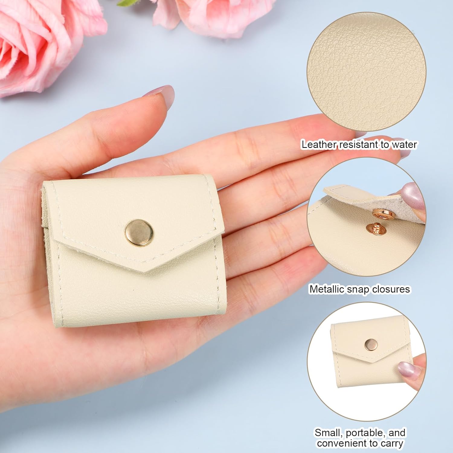 Vin Beauty Mini Travel Jewelry Roll Bag with Buckle, Mini Travel Jewelry Organizer Case, Foldable Multifunctional Small Case, Portable Small Bags Storing — image 3