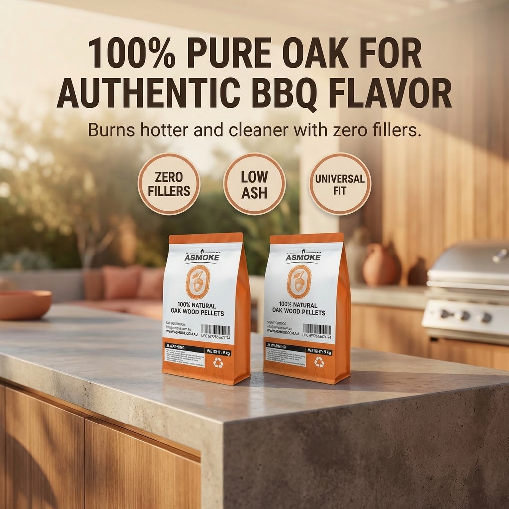ASMOKE 100% Natural Premium Oak Wood BBQ Pellets for Smoker & Grill (9kg / 20lbs) x2 — image 4