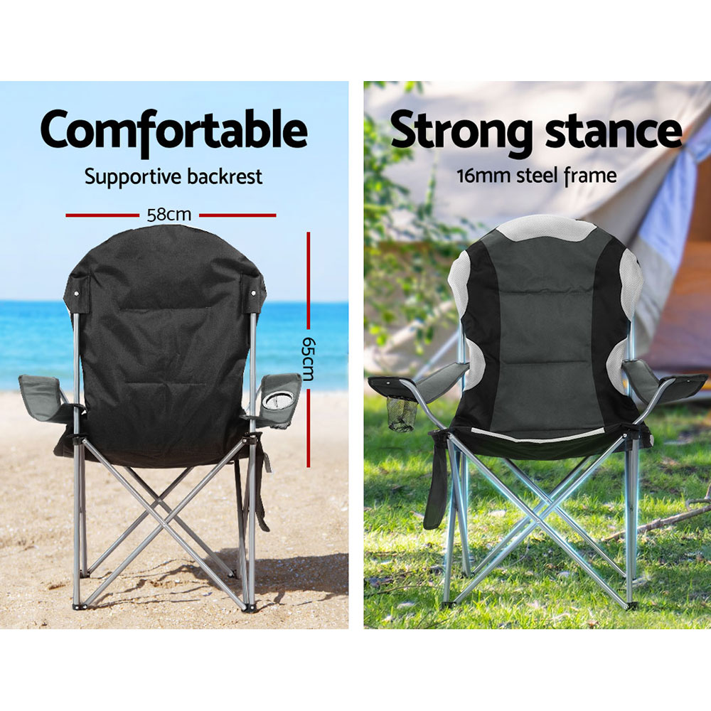 Weisshorn Camping Folding Chair Portable Outdoor Hiking Fishing Picnic Grey 2pcs โ image 5