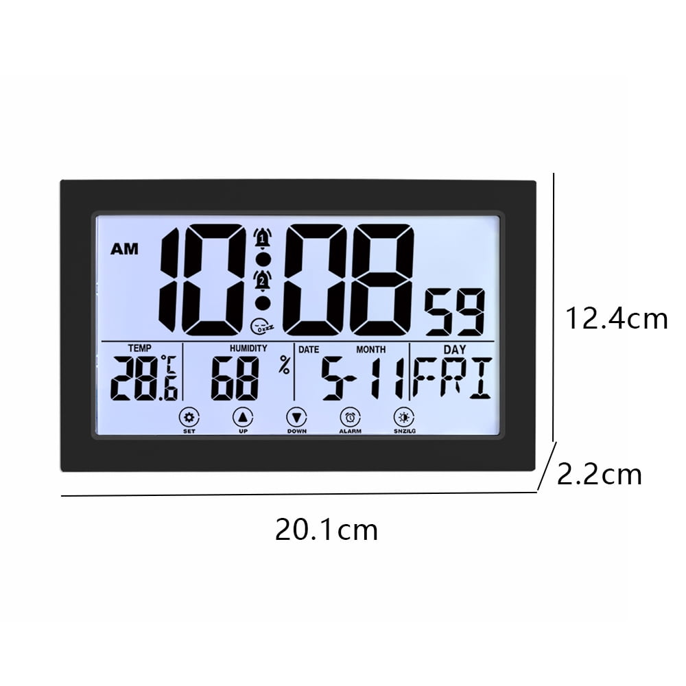 Auto Set Digital Wall Clock Battery Operated,Desk Clocks with Temperature,Humidity , Display Digital Calendar Alarm Clock for — image 2