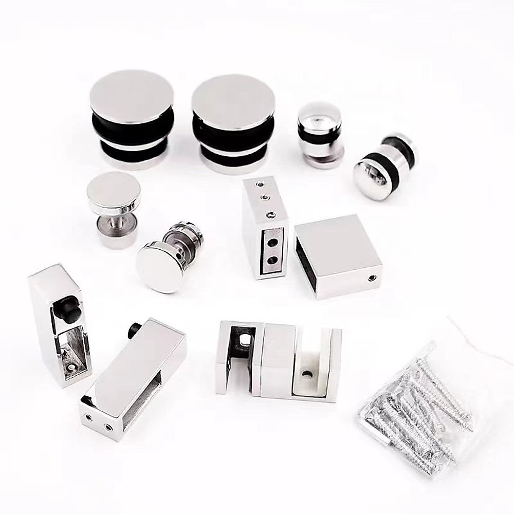 Frameless Glass Sliding Shower Door Hardware Rail Set Chrome — image 3