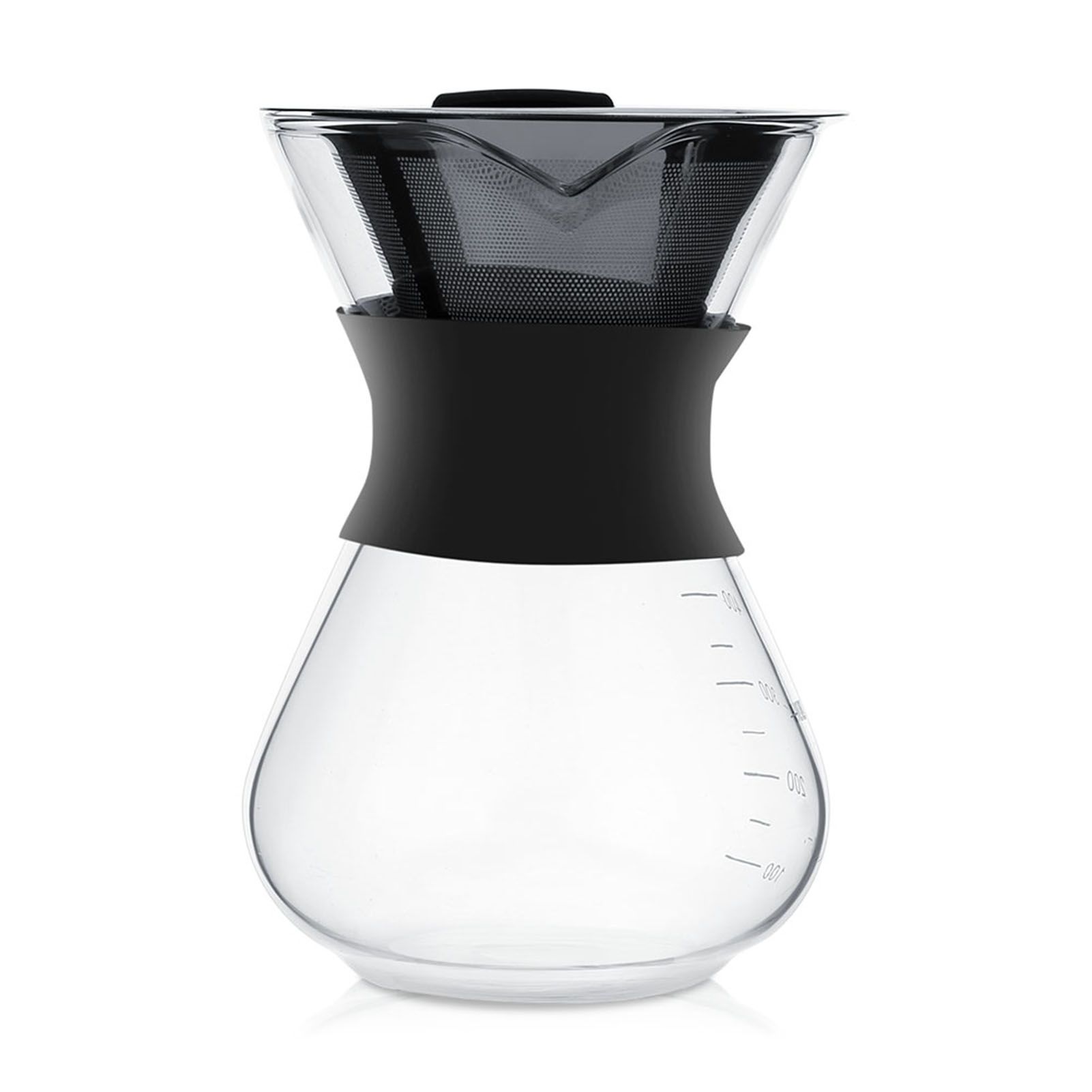 Manual Hand Drip Coffee Maker Glass Pot with Stainless Steel Filter