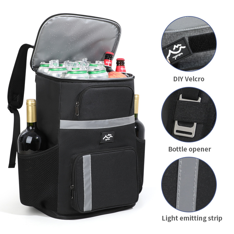 Insulated Cooler Backpack - Portable Outdoor Picnic and Beverage Bag with Bottle Opener (Navy blue) — image 2