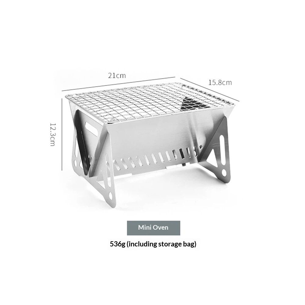 Portable Backpacking Stove with Grill Grid, Folding Stainless Steel Charcoal Grill, Ultralight BBQ Wood Burning Camp Stove for Hiking Picnic Garden Backyard โ image 5