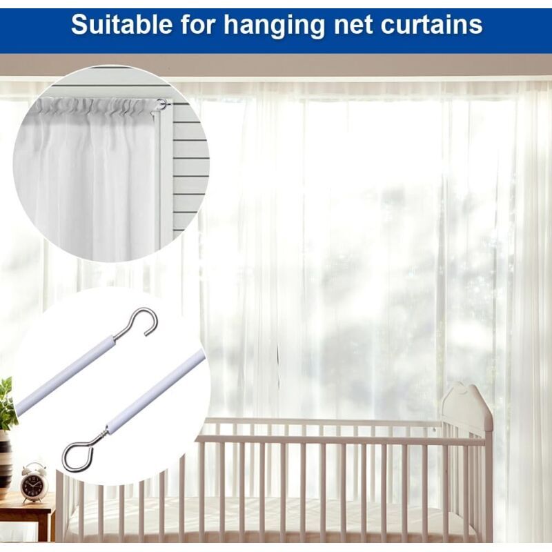 25 Pcs Curtain Cable White, Shower Curtains Curtain Cable Soft Rod Curtain Wire with Eye Bolts Screw Hooks, 10M โ image 4
