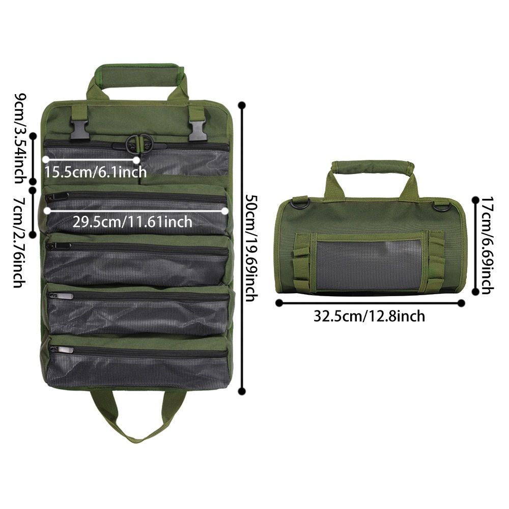 Tool Roll Bag, Heavy Duty Roll Up Tool Bag Organizer, Portable Visible Tool Storage Bag with 2 Detachable Tool Pouch (Green,oniy bag) โ image 5